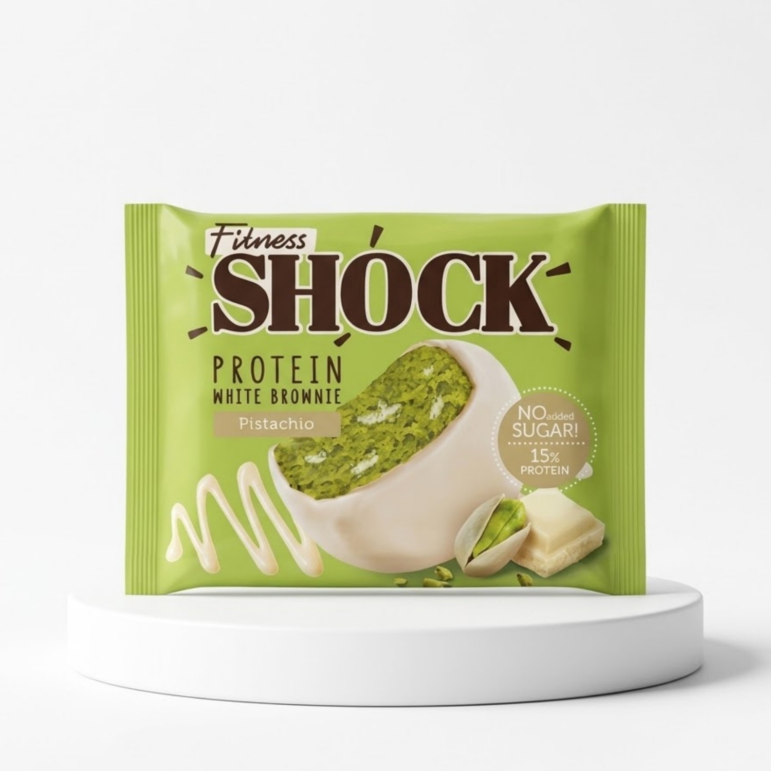 Протеиновое брауни FitnesSHOCK Protein Brownie (Белый шоколад и фисташка), 50 г
