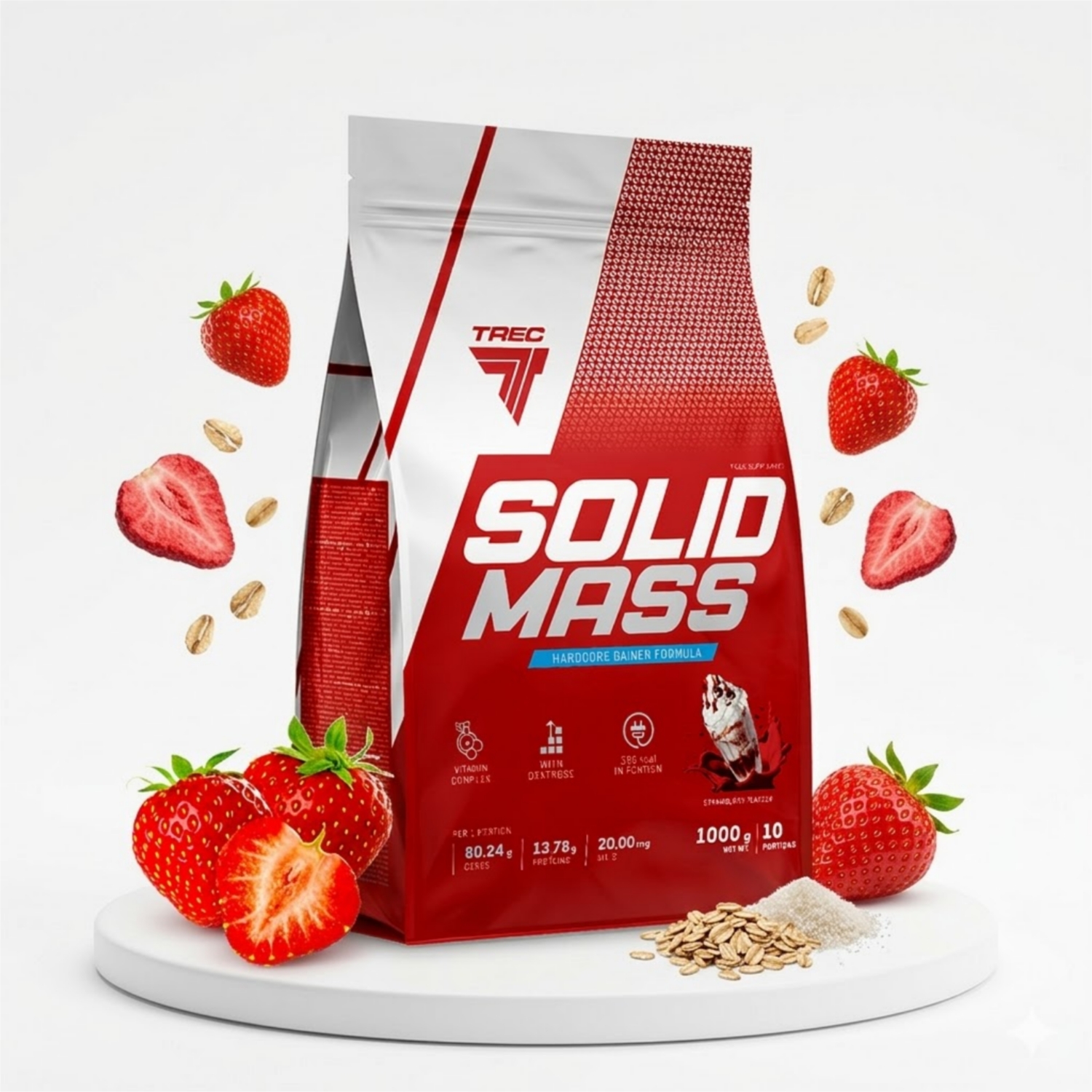 Гейнер Trec Nutrition Solid Mass (Клубника), 1000 г