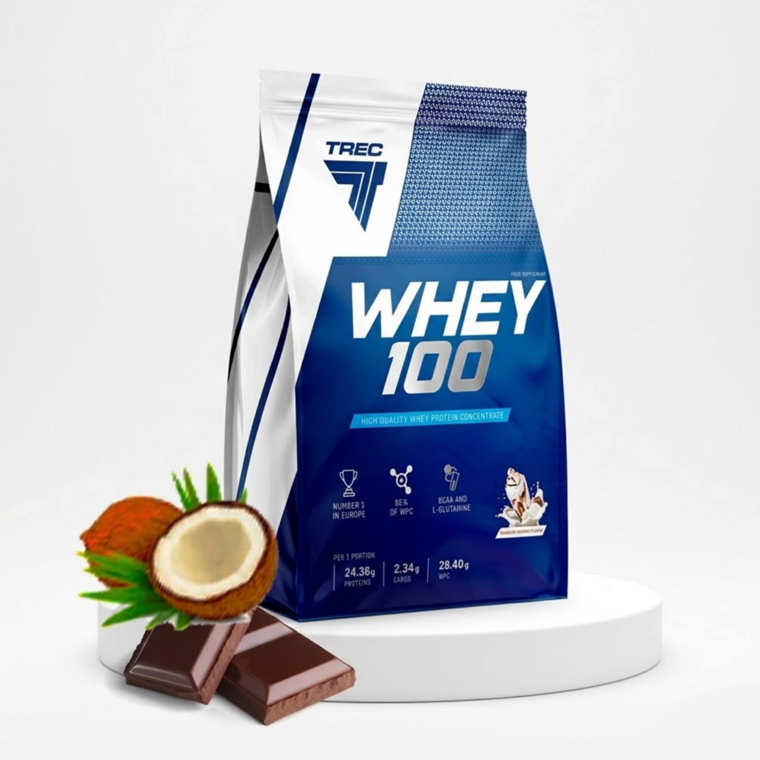 Протеин Trec Nutrition Whey 100 (Шоколадно-кокосовый), 900 г