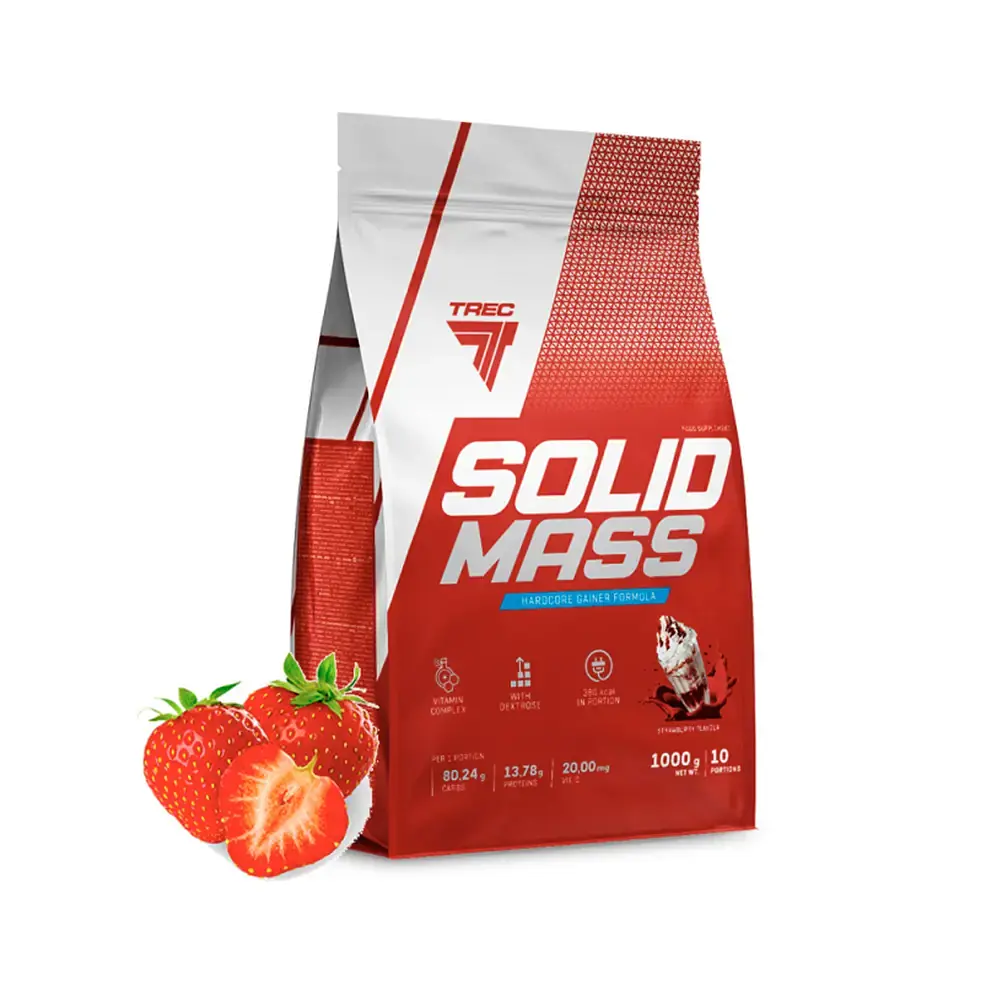 Гейнер Trec Nutrition Solid Mass (Клубника), 1000 г 1