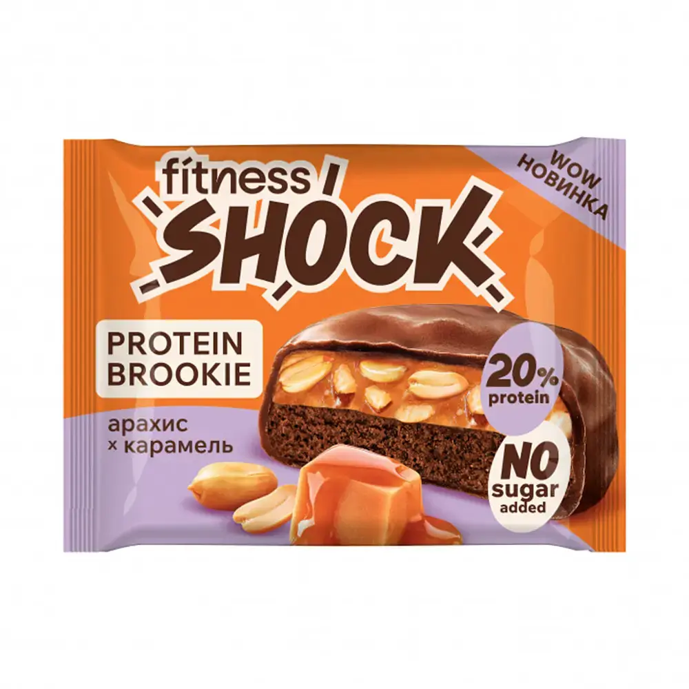 Протеиновое бруки FitnesSHOCK Protein Brookie (Арахис-карамель), 50 г 1