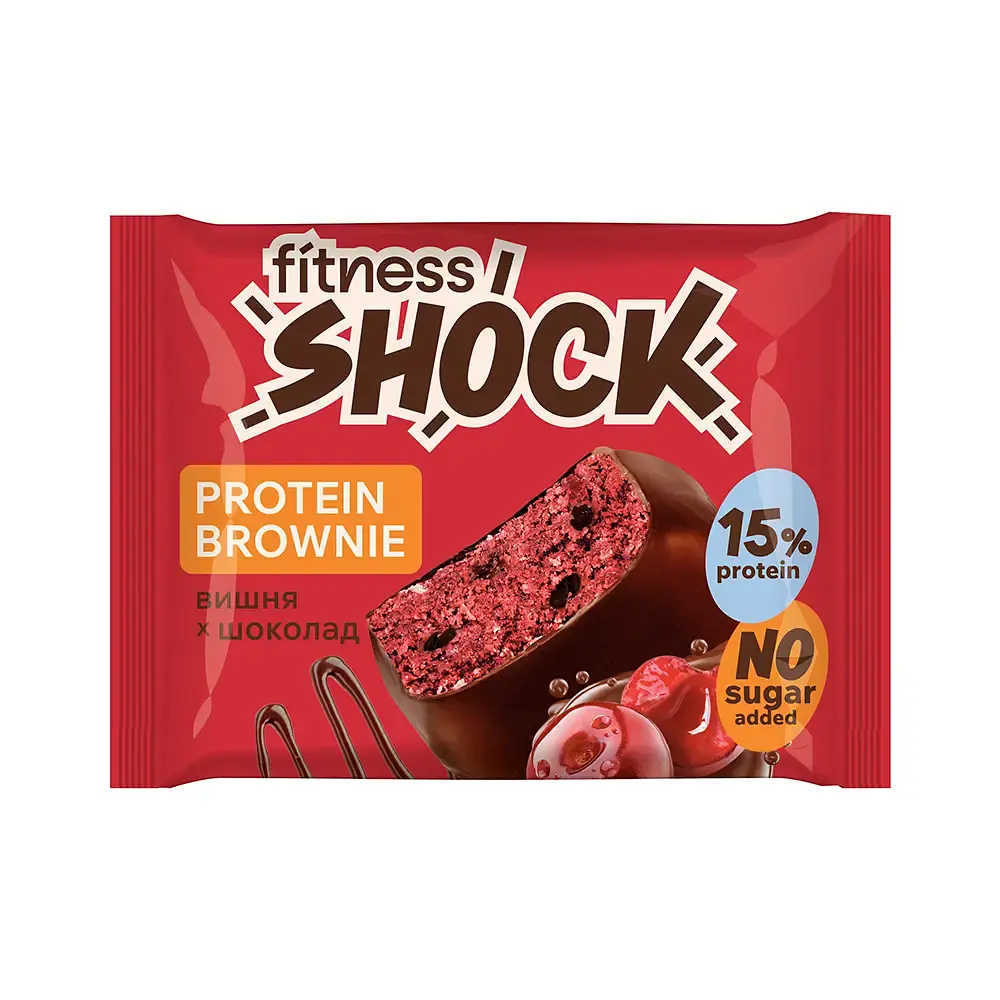 Протеиновое брауни FitnesSHOCK Protein Brownie (Вишня-шоколад), 50 г 1