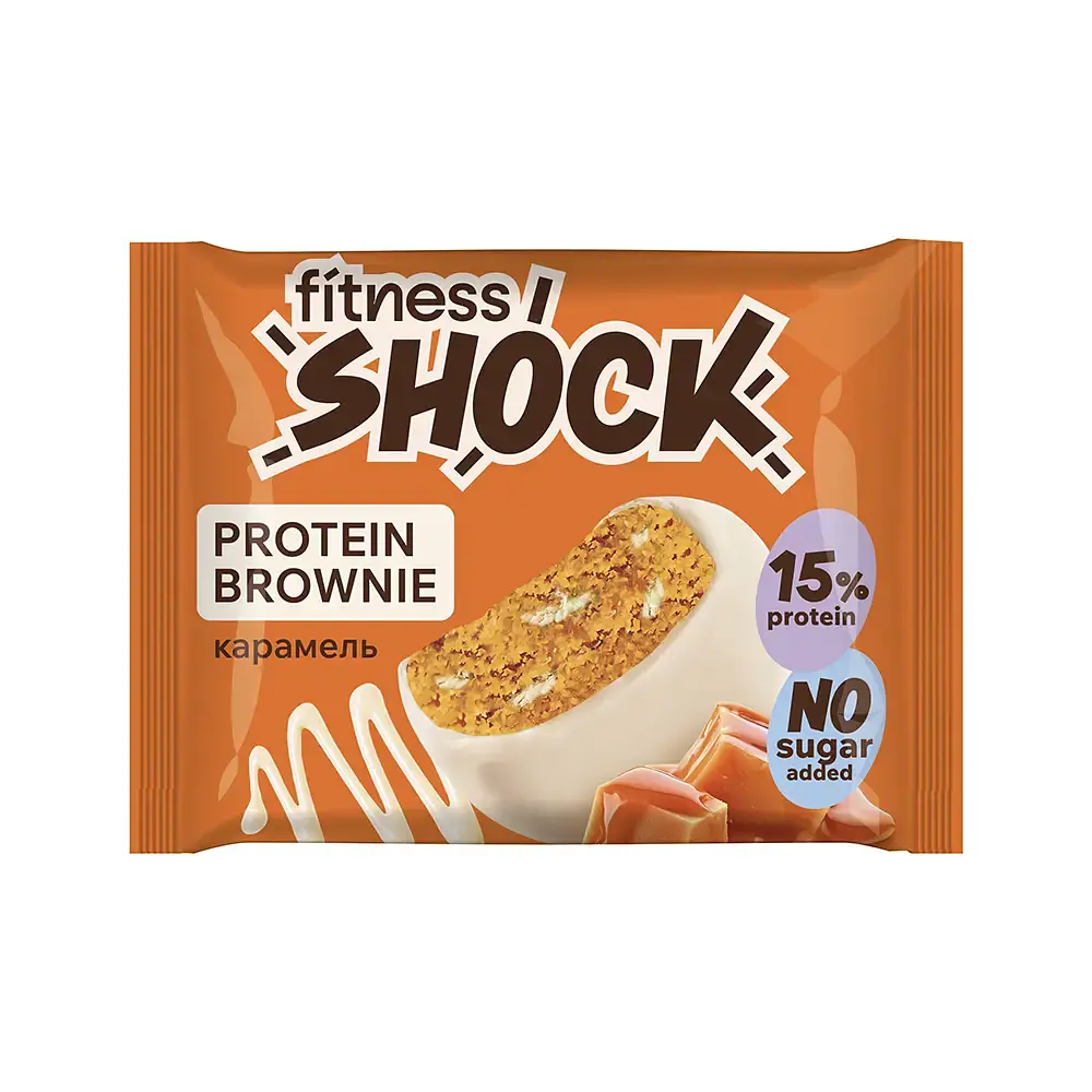 Протеиновое брауни FitnesSHOCK Protein Brownie (Сливочная карамель), 50 г 1