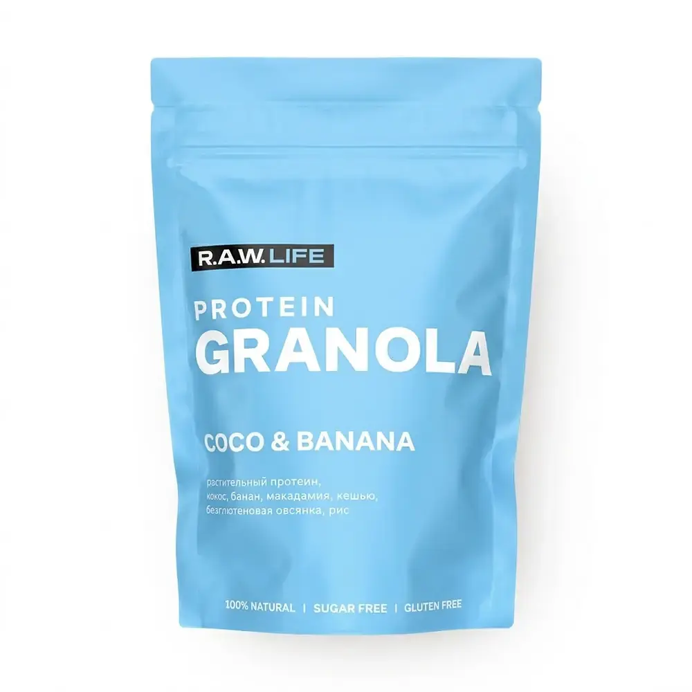 Гранола R.A.W.LIFE Crunch Granola (Кокос и банан), 220 г 1